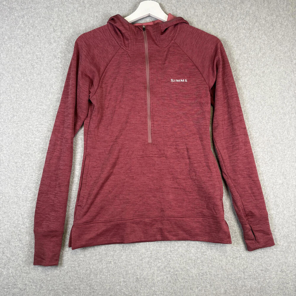 Simms Men's Size XS Insect Shield Red 1/4 Zip Pullover Fishing Shirt Long Sleeve